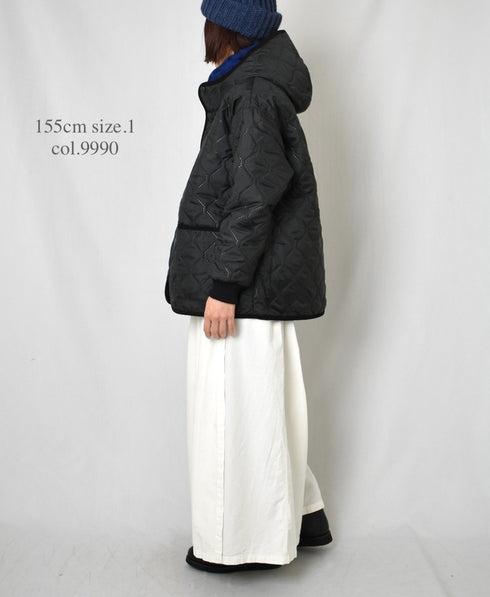 NAM2561PP PLAIN POLYESTER×PLAIN POLYESTER OVERSIZED HOODED JACKET WITH RIBBED CUFF