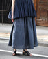 INSL26335 60s AUTO LOOM COTTON/LINEN STRIPE GATHERED SKIRT