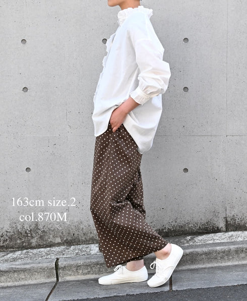 NSL26055 80s COTTON VOILE DOT PRINT WIDE EASY PANTS