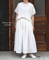 INSL26325 60s AUTO LOOM COTTON/LINEN PLAIN GATHERED SKIRT