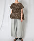 NSL26056 80s COTTON VOILE DOT PRINT HEM FRILL GATHERED SMOCK
