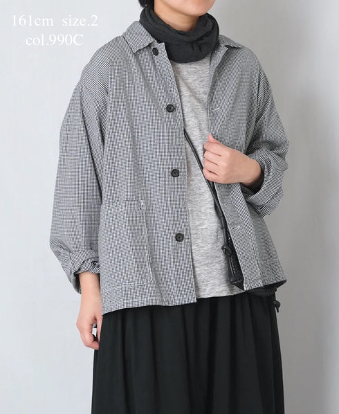 INAM2631C SEERSUCKER GINGHAM CHECK WASH AUTHENTIC WORK JACKET