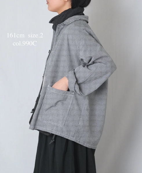INAM2631C SEERSUCKER GINGHAM CHECK WASH AUTHENTIC WORK JACKET