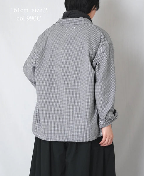 INAM2631C SEERSUCKER GINGHAM CHECK WASH AUTHENTIC WORK JACKET