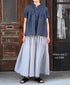 INMDS26043 HANDWOVEN YARN DYE CHAMBRAY PINTUCK FLARED SKIRT