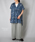 NSL26064 80s VOILE LEAF & FLOWER PRINT V-NECK FRENCH/SL TUNIC