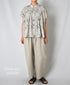 NSL26061 80s VOILE LEAF & FLOWER PRINT REGULAR COLLAR FRENCH/SL PINTUCK SHIRT