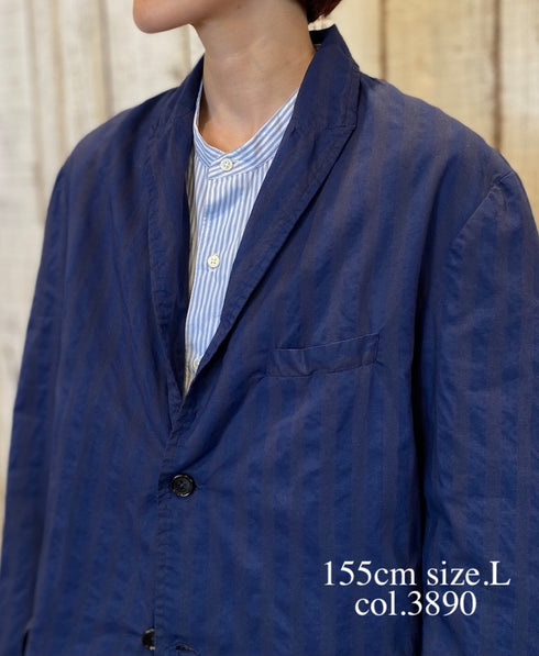 NVL2301PSD POPLIN WIDE STRIPE (OVERDYE) SIDE VENTS TAILORED JACKET