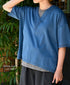 NSL24032 80s COTTON VOILE LACE V-NECK LACE S/SL PULLOVER
