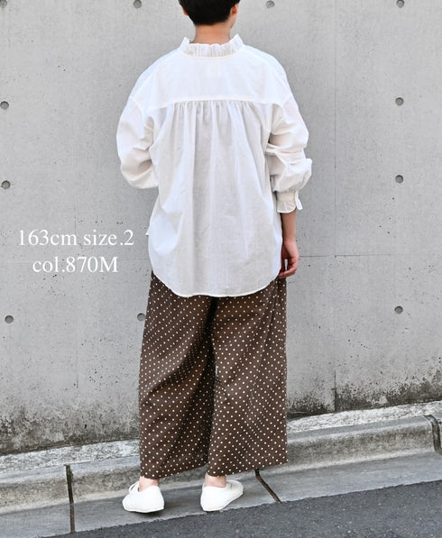 NSL26055 80s COTTON VOILE DOT PRINT WIDE EASY PANTS