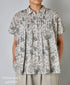 NSL26061 80s VOILE LEAF & FLOWER PRINT REGULAR COLLAR FRENCH/SL PINTUCK SHIRT