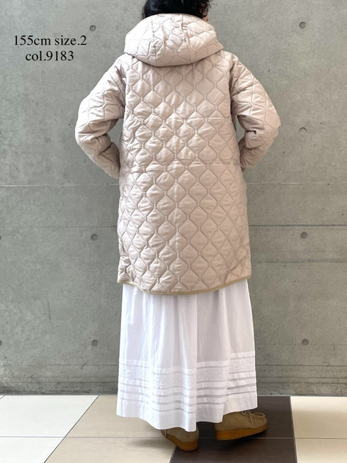 NAM2562PP PLAIN POLYESTER×PLAIN POLYESTER OVERSIZED MID-LENGTH HOODED COAT WITH RIBBED CUFF