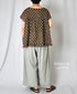 NSL26056 80s COTTON VOILE DOT PRINT HEM FRILL GATHERED SMOCK