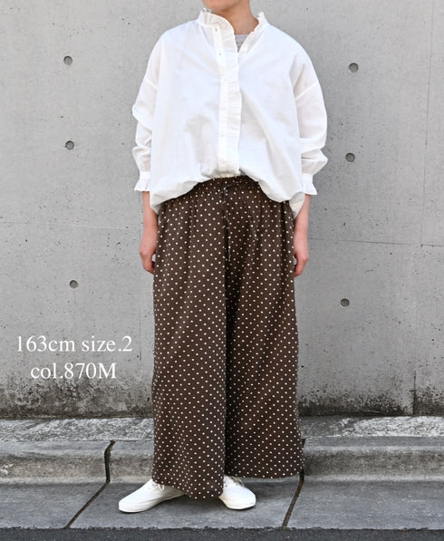 NSL26055 80s COTTON VOILE DOT PRINT WIDE EASY PANTS