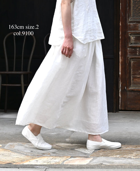 INSL26325 60s AUTO LOOM COTTON/LINEN PLAIN GATHERED SKIRT