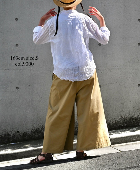 NVL1861CVW 80s ORGANIC VOILE PLAIN (WRINKLE) REGULAR COLLAR L/SL OVERSIZED SHIRT