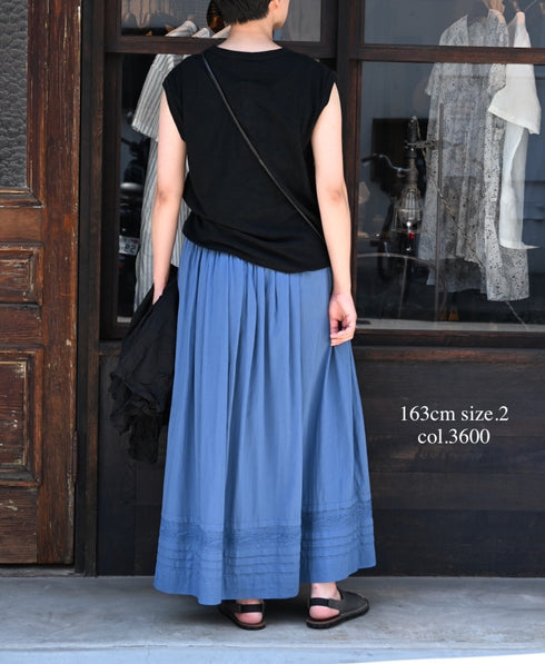 NSL26093 80s COTTON VOILE LACE GATHERED SKIRT