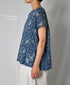 NSL26062 80s VOILE LEAF & FLOWER PRINT FRENCH/SL BACK SIDE GATHERED SMOCK