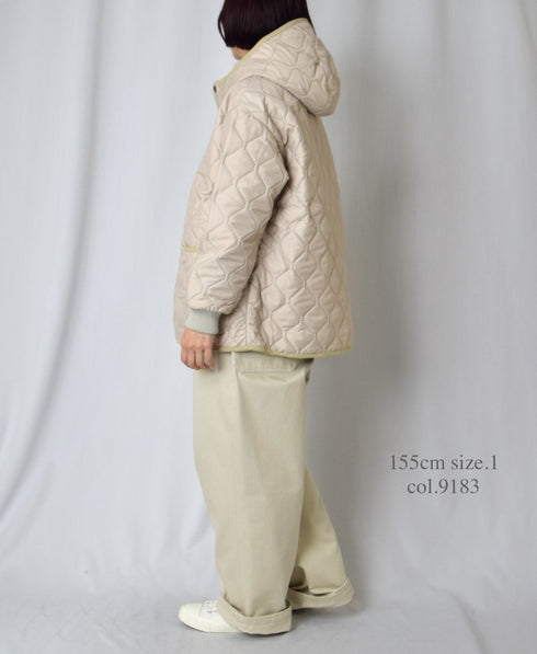 NAM2561PP PLAIN POLYESTER×PLAIN POLYESTER OVERSIZED HOODED JACKET WITH RIBBED CUFF