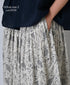 NSL26065 80s VOILE LEAF & FLOWER PRINT GATHERED SKIRT