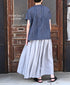 INMDS26043 HANDWOVEN YARN DYE CHAMBRAY PINTUCK FLARED SKIRT