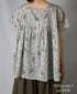 NSL26062 80s VOILE LEAF & FLOWER PRINT FRENCH/SL BACK SIDE GATHERED SMOCK