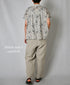 NSL26061 80s VOILE LEAF & FLOWER PRINT REGULAR COLLAR FRENCH/SL PINTUCK SHIRT