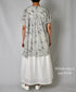 NSL26064 80s VOILE LEAF & FLOWER PRINT V-NECK FRENCH/SL TUNIC