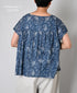 NSL26062 80s VOILE LEAF & FLOWER PRINT FRENCH/SL BACK SIDE GATHERED SMOCK