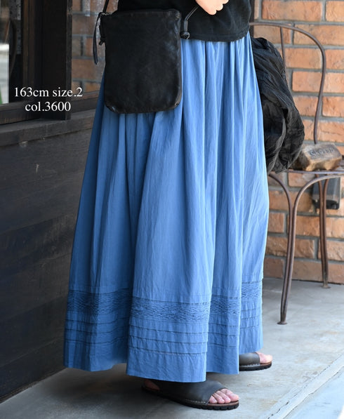 NSL26093 80s COTTON VOILE LACE GATHERED SKIRT