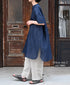 INSL26323 60s AUTO LOOM COTTON/LINEN PLAIN BANDED COLLAR S/SL TUNIC