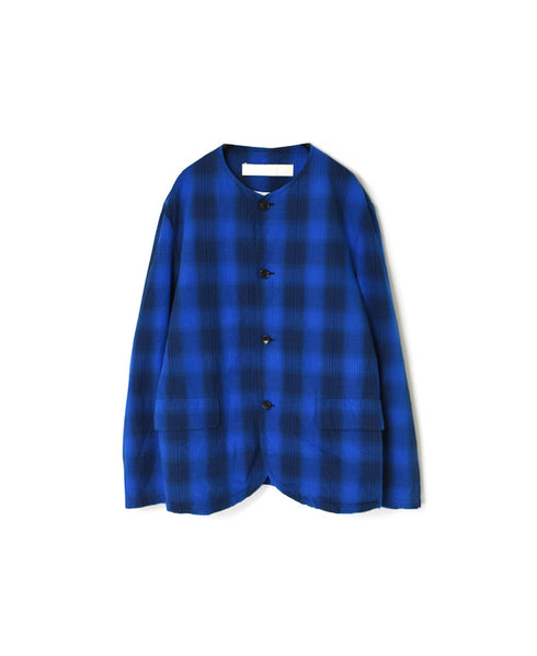 NVL2302PCW POPLIN CHECK (WASHED) SIDE VENTS NO COLLAR JACKET