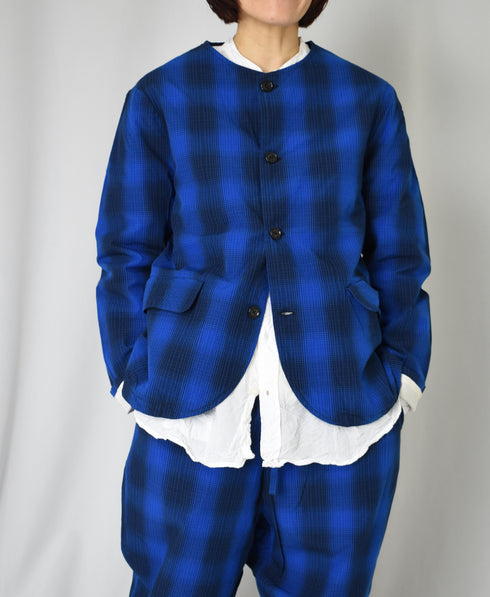 NVL2302PCW POPLIN CHECK (WASHED) SIDE VENTS NO COLLAR JACKET