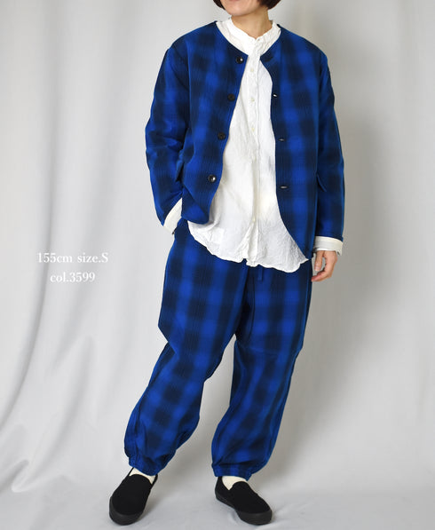 NVL2302PCW POPLIN CHECK (WASHED) SIDE VENTS NO COLLAR JACKET