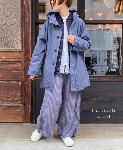 NHT2311TC LIGHT WEIGHT COTTON OVERDYE HOODED SHORT COAT
