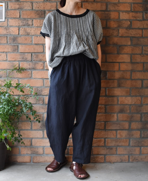INSL24206 60s LINEN PLAIN EASY PANTS