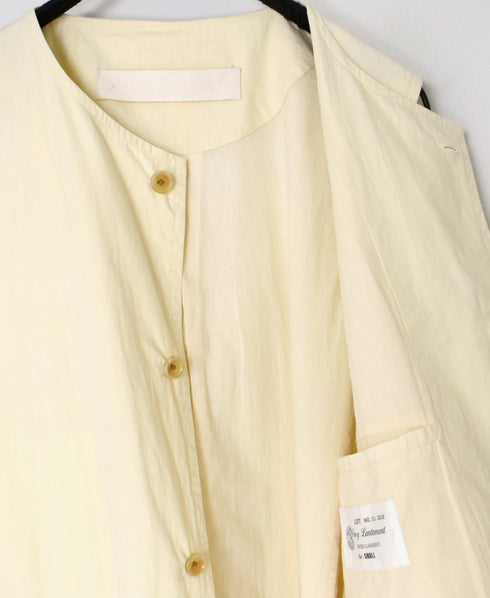 NVL2502CP 40s ORGANIC POPLIN NO COLLAR VEST