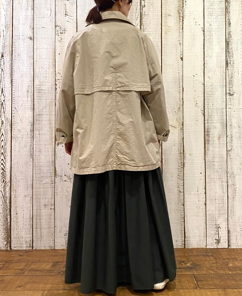 NMDS24641 40s ORGANIC POPLIN (PATCHWORK) PINTUCK FLARED SKIRT WITH PATCH WORK