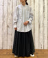 NMDS24641 40s ORGANIC POPLIN (PATCHWORK) PINTUCK FLARED SKIRT WITH PATCH WORK