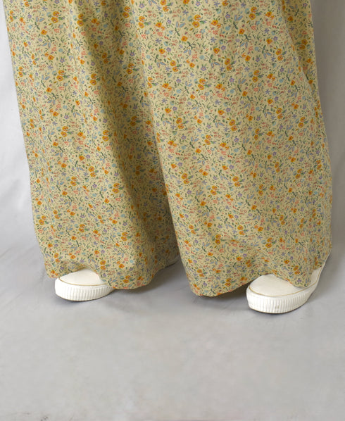 INAM2516FD COTTON FLOWER PRINT GATHERED EASY PANTS WITH LINING