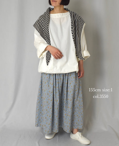 INAM2515FD COTTON FLOWER PRINT GATHERED EASY SKIRT WITH LINING