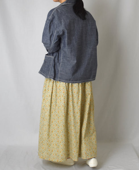 INAM2515FD COTTON FLOWER PRINT GATHERED EASY SKIRT WITH LINING