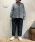 INMDS25062 HANDWOVEN YARN DYE NATURAL INDIGO CHAMBRAY FRILL COLLAR SHIRT