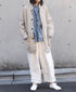 INMDS25062 HANDWOVEN YARN DYE NATURAL INDIGO CHAMBRAY FRILL COLLAR SHIRT