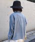 INMDS25062 HANDWOVEN YARN DYE NATURAL INDIGO CHAMBRAY FRILL COLLAR SHIRT