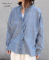 INMDS25062 HANDWOVEN YARN DYE NATURAL INDIGO CHAMBRAY FRILL COLLAR SHIRT