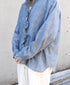 INMDS25062 HANDWOVEN YARN DYE NATURAL INDIGO CHAMBRAY FRILL COLLAR SHIRT