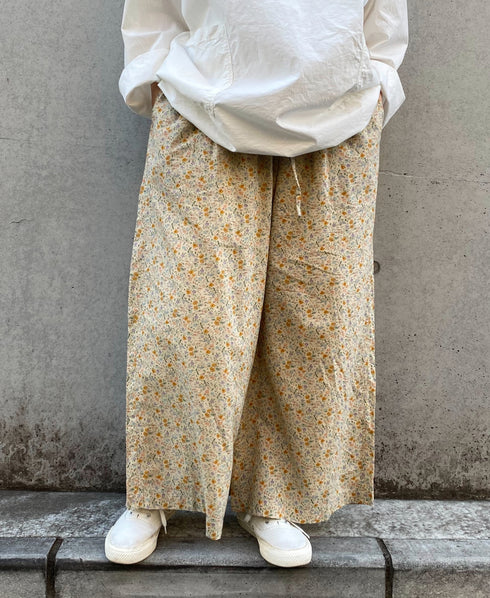 INAM2516FD COTTON FLOWER PRINT GATHERED EASY PANTS WITH LINING