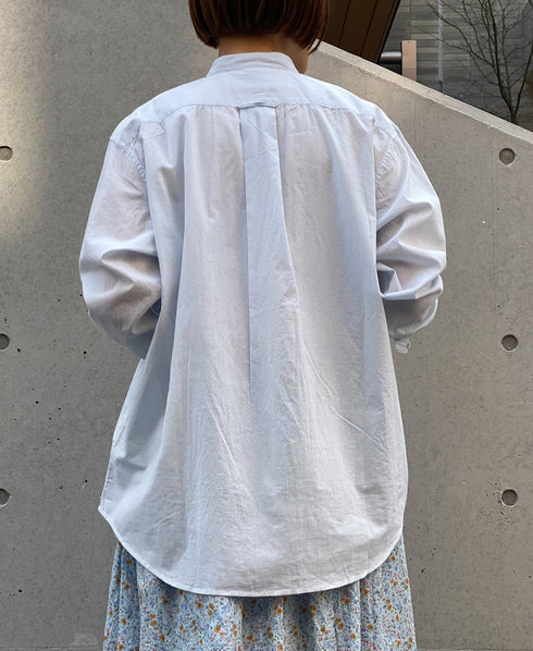 NVL2531CB 60s ORGANIC CAMBRIC BANDED COLLAR L/SL OVERSIZED SHIRT