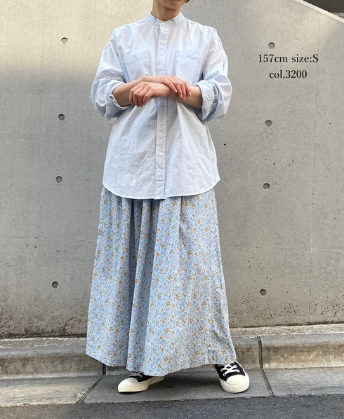 NVL2531CB 60s ORGANIC CAMBRIC BANDED COLLAR L/SL OVERSIZED SHIRT